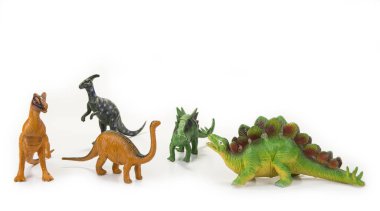 Beyaz ağızlı dinozor oyuncağı.