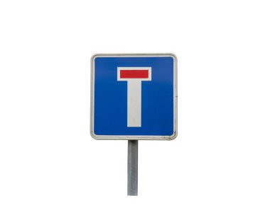 Beyaz arka planda çıkmaz sokak trafik işareti