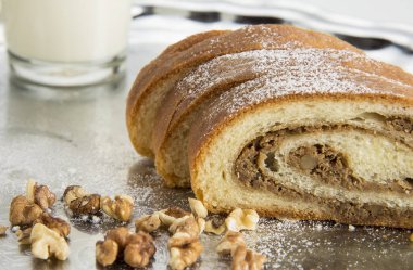 Cevizli ev pastası ve süt. Eski gelenek tarifi