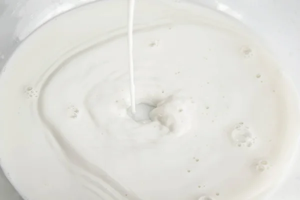 Pouring Milk Splash White Background — Stock Photo, Image