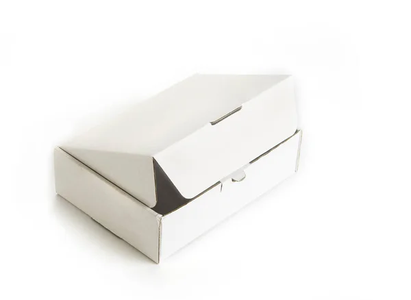 Boîte Carton Sur Fond Blanc — Photo