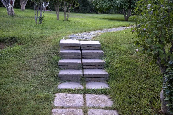 Stone Wooden Outdoor Stairs Park — Stock Photo, Image