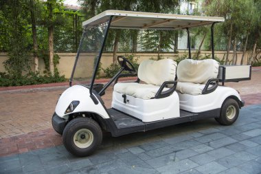 Yaz tatilinde elektrikli golf arabası.
