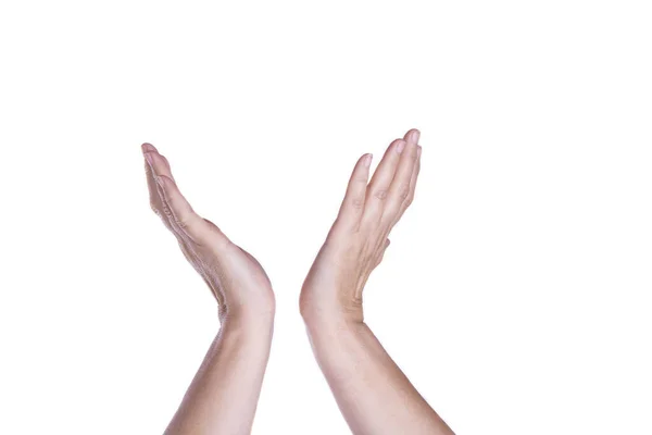 Woman Hands Praying White Background Faith Purity Concept — Stock Photo, Image