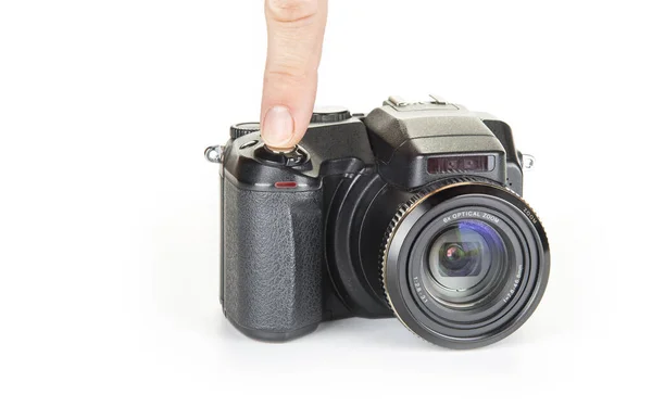 Digitális Kompakt Fényképezőgép Fehér Háttérrel — Stock Fotó