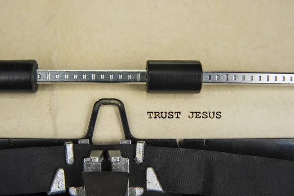Andlig Underteckna Förtroende Jesus Skriven Gammal Skrivmaskin — Stockfoto