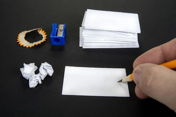 Empilement Notes Papier Blanc Avec Crayon — Photo