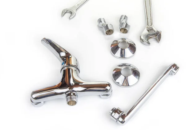 New Kitchen Faucet Wrenches Plumber Concept — Stock Photo, Image