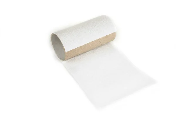 Leeg Toiletpapier Rol Een Witte Achtergrond Pech Concept — Stockfoto