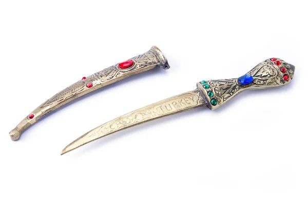 Couteau Otoman Oriental Décoratif Sur Fond Blanc — Photo