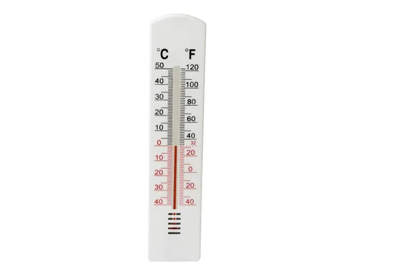 Термометр Белом Концепция Изменения Погоды — стоковое фото