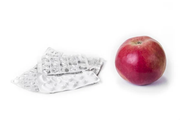 Embalagem Vazia Blister Comprimidos Fruta Saudável — Fotografia de Stock