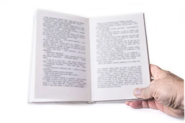 Livro Aberto Com Uma Mão Branco — Fotografia de Stock