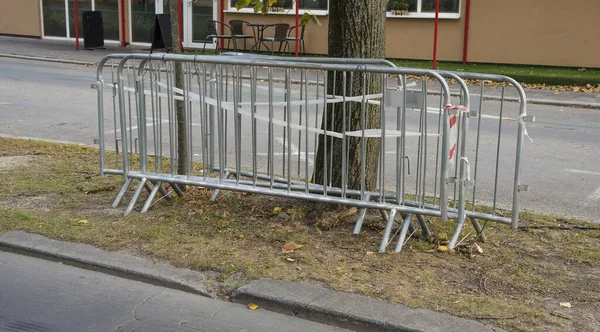 Mobiel Stalen Hek Wegversperring Politie — Stockfoto