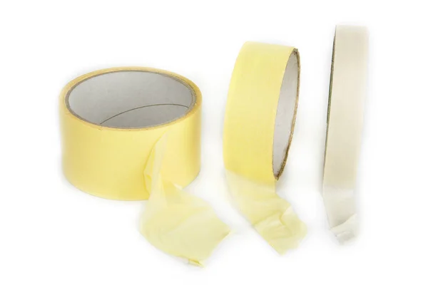 Three Rolls Masking Tapes White — Stock Photo, Image