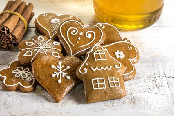 Homemade Gingerbread Cookies Wooden Table — Stock Photo, Image