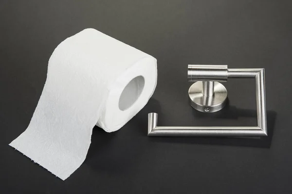 Toilet Paper Holder Isolated Black — Stock Photo, Image