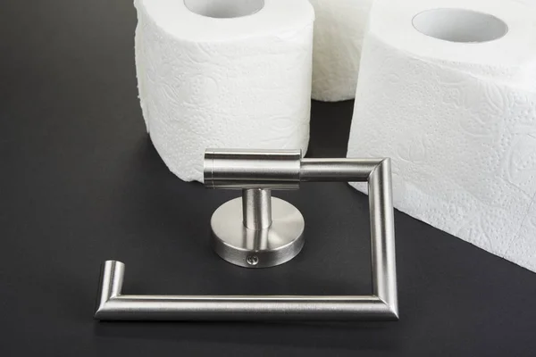 Toilet Paper Holder Isolated Black — Stock Photo, Image