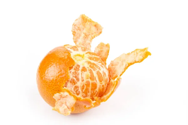 Peel Tangerine Hand White Background — Stock Photo, Image