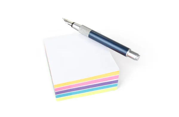 Pile Sticky Note White Background Pen — Stock Photo, Image