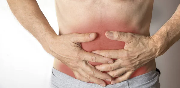 Man Holding His Belly Stomach Indigestion Problem — Stock Photo, Image