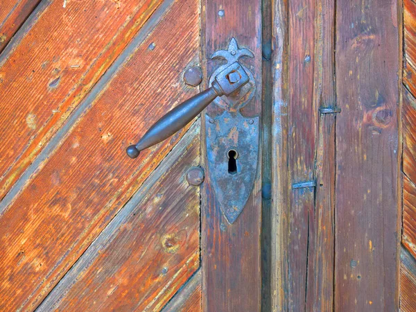 Puerta Metálica Vieja Con Mango Cerradura — Foto de Stock