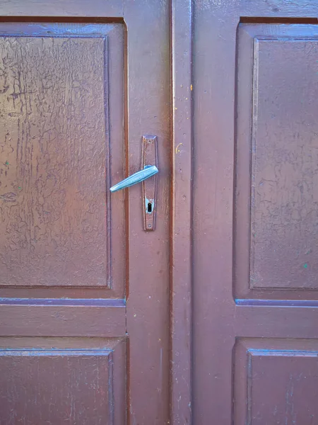 Старая Металлическая Дверь Ручкой Замком — стоковое фото