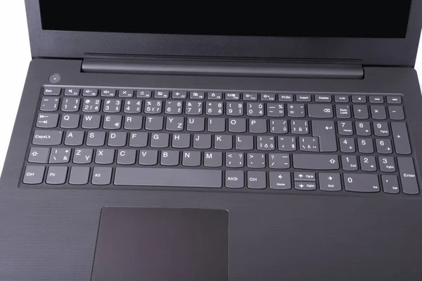 带有键盘细节的现代薄笔记本电脑 — 图库照片