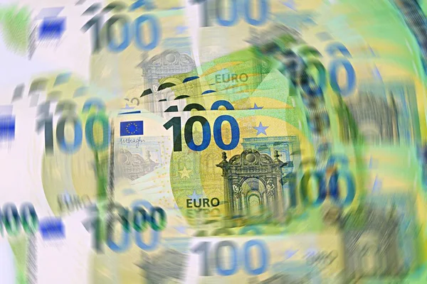 Billete 100 Euros Efecto Fondo Múltiple Concepto Éxito — Foto de Stock