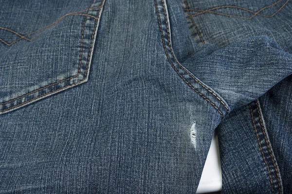 Versleten Tussen Dijen Jeans — Stockfoto