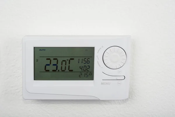 Modern Heat Thermostat White Background — Stock Photo, Image