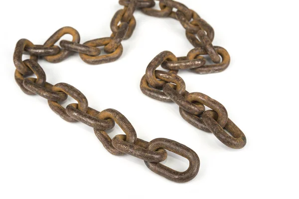 Closeup Seamless Old Rusty Chain Isolated White Background — Stock Photo, Image