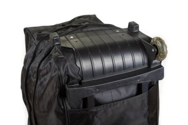 Damaged travel bag after rough handling at the airport clipart