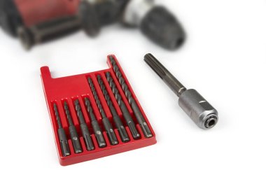 Sds metal drill set with an adapter for hammer machine clipart