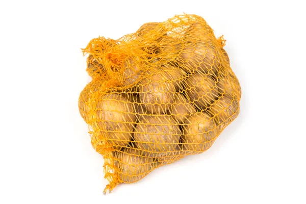 Картошка Сетчатом Мешке Белом — стоковое фото