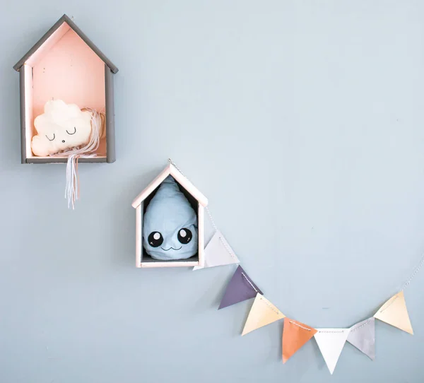 Children's room interior items. a droplet and a cloud for children. wallpapers and backgrounds for children — Stock Image Children's room interior items. a droplet and a cloud for children. wallpapers and backgrounds for children Royalty Free Stock Photos