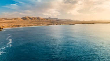 gün batımında, Kanarya Adaları hava görünümünü Batı Sahili, Fuerteventura