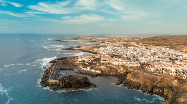 Widok z lotu ptaka na zatokę El Cotillo, Fuerteventura. Wyspy Kanaryjskie Obrazek Stockowy