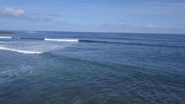 Ein Blick von oben auf die Surfer im Ozean — Stockvideo