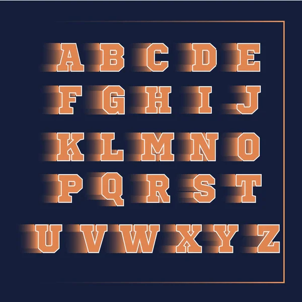 Alfabeto deporte 3D vector naranja — Vector de stock