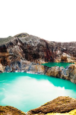 Kelimutu Milli Parkı Endonezya. Kelimutu yanardağ krater, Flores renkli göller. 