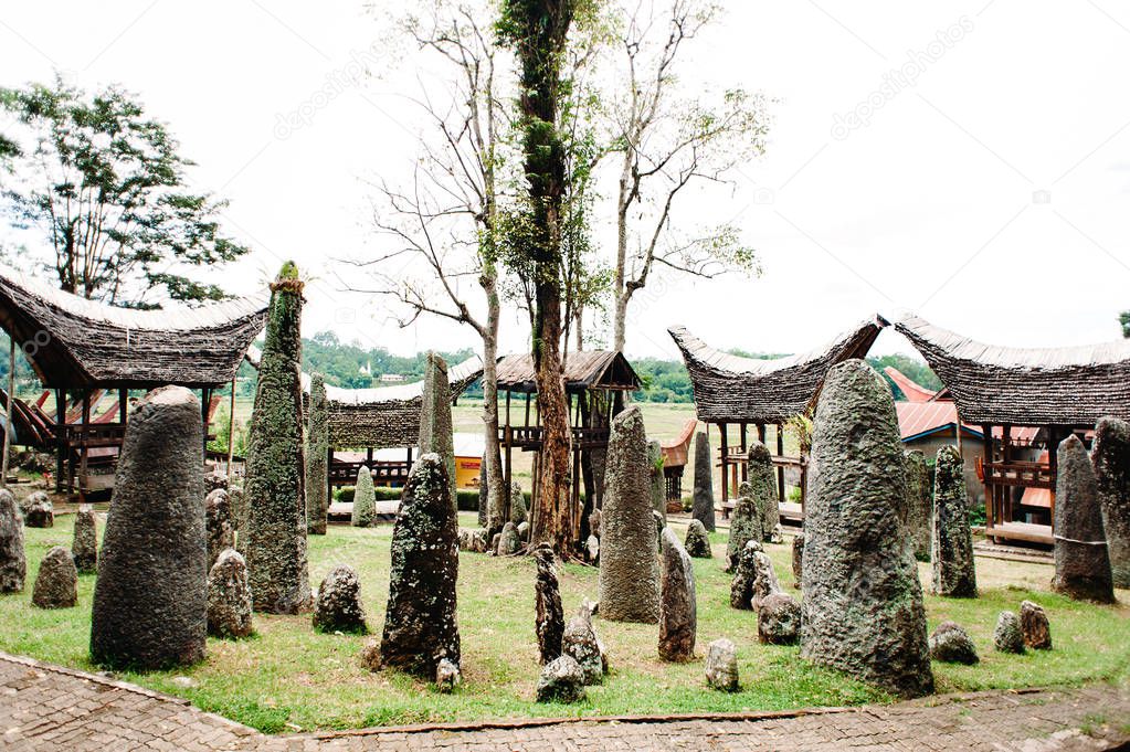 Megaliths or menhirs of Tana Toraja.  Rantepao, Sulawesi, Indonesia.