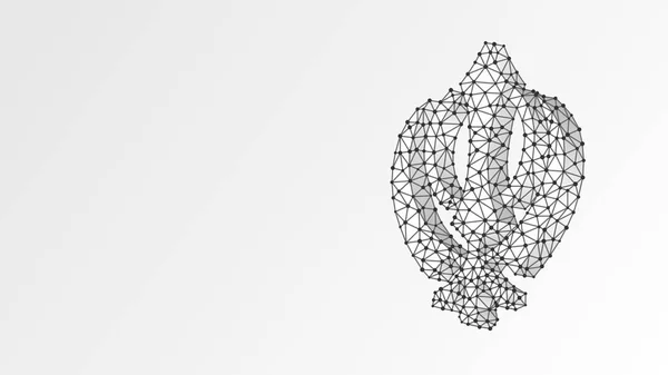 Khanda, három fegyver és egy kör ikon. Absztrakt digitális vezeték keret, alacsony poli háló, poligonális vektor wite origami 3d illusztráció. Szikhizmus, monoteista, ázsiai és amerikai vallási szimbólum. Vonalpont — Stock Vector