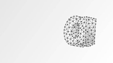 Alfabe harfi A. Soyut dijital kablo, düşük poli ağ, vektör beyaz origami 3d illüstrasyon. Küçük harfli bir tasarım. Sancak, şablon ya da şablon. Üçgen, nokta noktası.