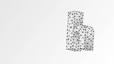 Alfabe harfi H. Soyut dijital kablo, düşük poli ağ, vektör beyaz origami 3d illüstrasyon. Küçük harfli bir tasarım. Sancak, şablon ya da şablon. Üçgen, nokta noktası.