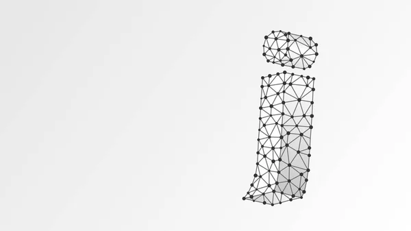 Abecední písmeno J. Abstraktní digitální drátěný rám, nízko poly mesh, vektorově bílá origami 3d ilustrace. Návrh malého písmene. Nápis, šablonu nebo vzor. Trojúhelník, čára tečka — Stockový vektor