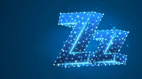 Alphabet letter Z. Design of an Uppercase and lowercase english letters. Banner, template or a pattern. Abstract digital wireframe, low poly mesh, vector blue neon 3d illustration. Triangle, line dot — 스톡 벡터