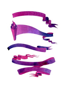 Verilirse ve kurdeleler içinde beyaz bir arka plan üzerine suluboya