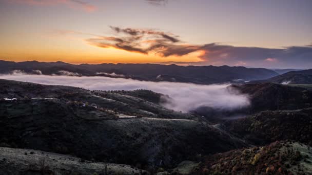 Salida Del Sol Lapso Tiempo Con Niebla — Vídeos de Stock