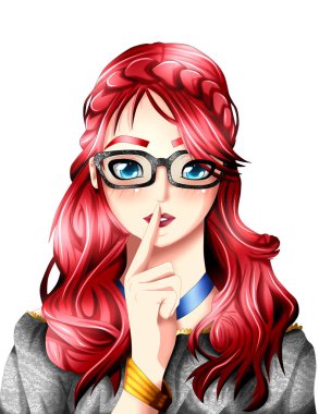 Kızıl saçlı anime kız.